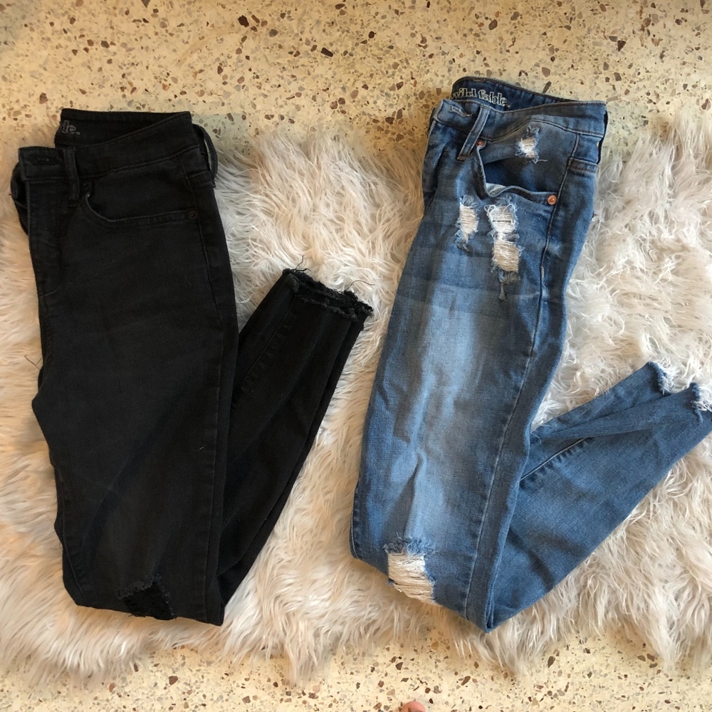 TWO Pairs of Destroyed High Waisted Jeans